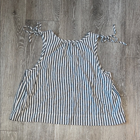 Madewell Black and White railroad Striped Tank with Tie Shoulders small - Picture 5 of 6